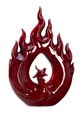 钧宜堂钧瓷鸿运当头火凤凰红摆件