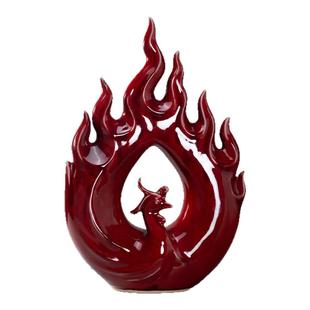 红色火属性火焰陶瓷摆件招财办公室玄关家居装饰品工艺品乔迁礼物