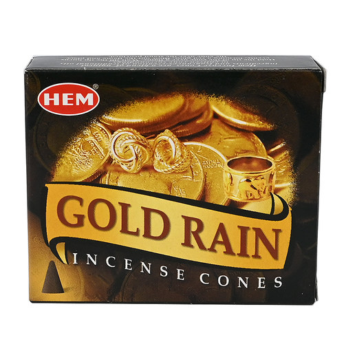 印度进口HEM Gold Rain金雨财富手工锥香塔香家用室内熏香供奉