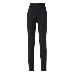 逸阳加绒铅笔裤女2025秋冬新款修身显瘦大码修身保暖黑色小脚裤子