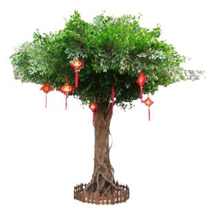 仿真榕树大型假树玻璃钢包柱子红枫树室内包柱子酒店造景装饰榕树