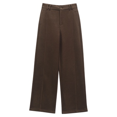 呈品醋酸羊毛混纺窄版直筒高腰休闲裤女2025冬季新款百搭加厚裤子