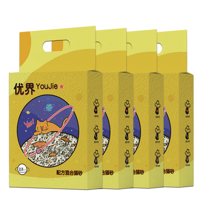 优界混合猫砂除臭几近无尘豆腐砂膨润土猫砂矿砂植物结团吸臭去味