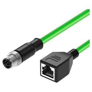 M12转RJ45母头千兆延长线4芯8芯A/D/X型公母连接器编码线加长网线