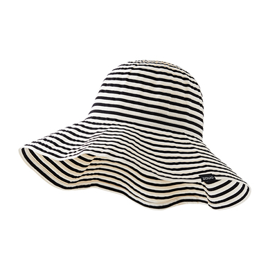 韩国zauo防晒帽女大檐春夏防紫外线渔夫帽织带版可折叠收纳遮阳帽