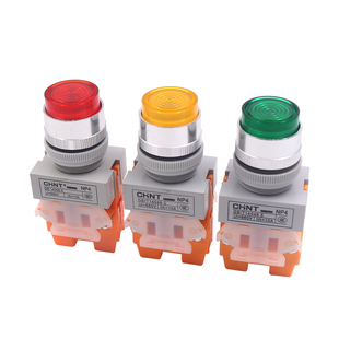 正泰按钮开关NP4-11DNZS直流24v电源220V带灯自锁自复位按键指示