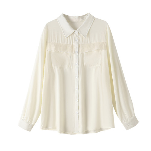 300斤胖莹莹特大码女装甜美设计感木耳边高级感遮肉显瘦宽松衬衫