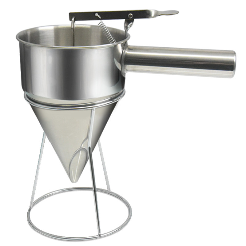 不锈钢章鱼小丸子漏斗手持式面糊漏斗分蛋液器鸡蛋汉堡灌浆漏斗壶