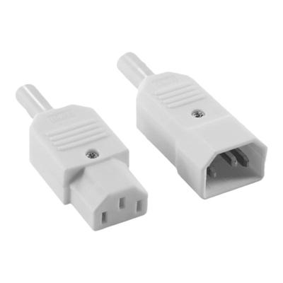 10a白色品字插头ac电源插座diy公母对接插头电动车充电口铜座带线