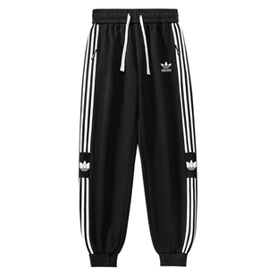 兰瑟姆三叶草2025秋冬季纯棉休闲裤子男士青年三条杠运动裤卫裤女