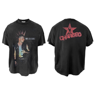 (清仓)TecNineGroup DROP2 MOHAWK莫西干人像印花做旧 短袖T恤