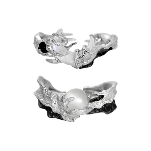 DOACH 日月星辰戒指纯银情侣对戒轻奢高级感月亮对戒可调节刻字