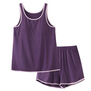 带胸垫睡衣女士夏季莫代尔无袖背心短裤夏天冰丝夏款高级感家居服