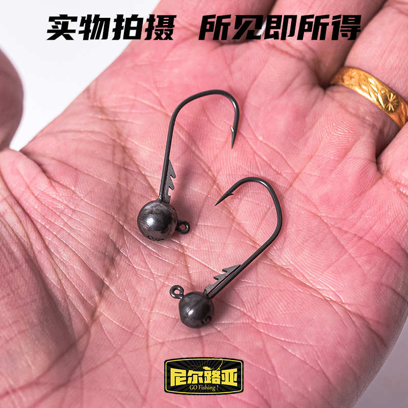 钨钢铅头钩超滑黑金刚大钩门钩条路亚黑坑鲈鱼鳜鱼钨头钩尼尔路亚
