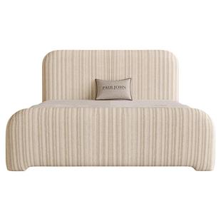 PAULJOHN极简轻奢布艺床进口棉麻别墅平层卧室简约儿童床2026新款