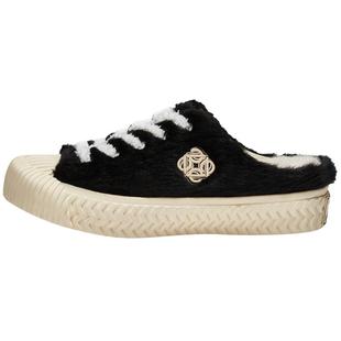 excelsior饼干鞋官方 秋冬加绒女鞋厚底勃肯鞋一脚蹬半拖帆布鞋