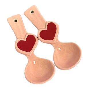 韩风ins高颜值可爱小熊爱心少女心陶瓷勺子调羹儿童饭勺甜品勺