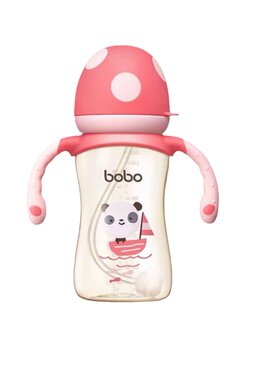 bobo奶瓶PPSU材质抗摔带手柄吸管