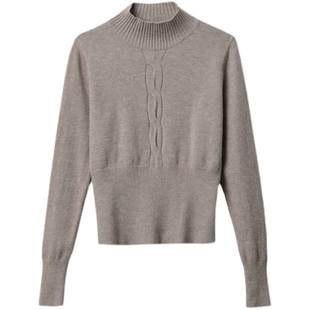 半高领套头毛衣女冬加厚针织衫小个子内搭打底衫配裙子的短款上衣