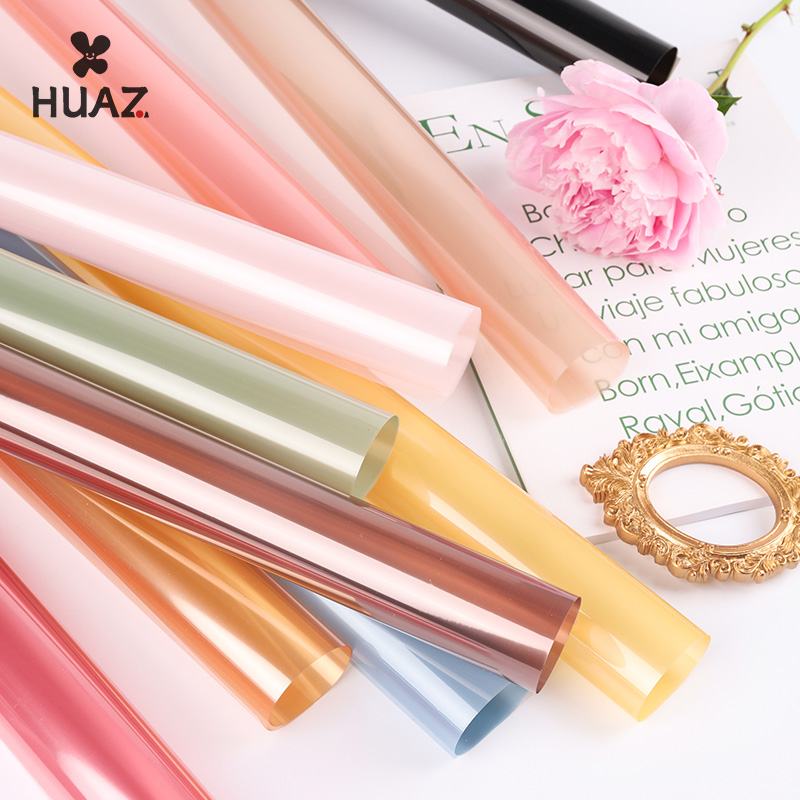 果冻膜包装纸彩色水晶玻璃纸opp膜包装纸透明鲜花包装防水塑胶布