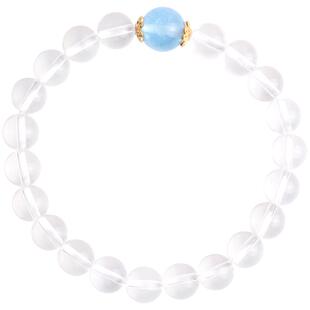 心斋堂【拒绝暴怒】天然7A白水晶手链女海蓝宝水晶手串送生日礼物