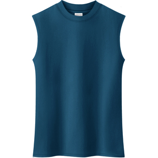 藏蓝色大码无袖打底衫中领立领半高领夏季女上衣紧身修身女装夏装