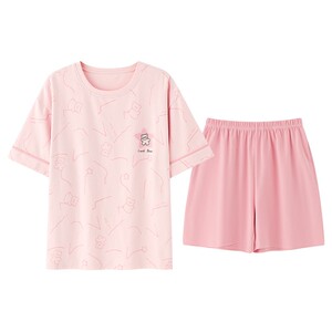 睡衣女夏纯棉短袖短裤套装可外穿
