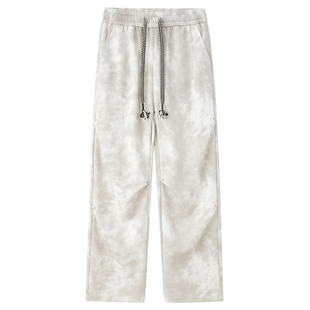 班尼路SK休闲裤男秋冬新款垂感宽松直筒加绒扎染设计感工装长裤YS