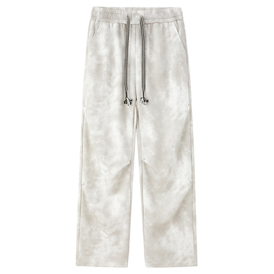 班尼路秋冬加绒扎染宽松休闲裤男