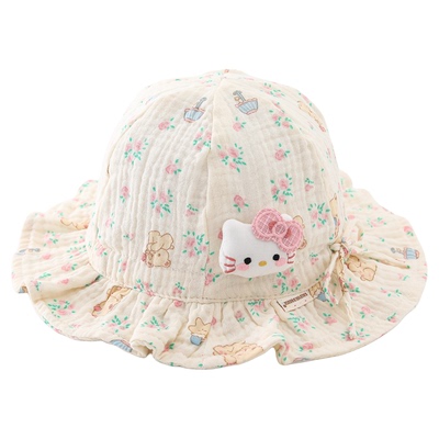 婴幼儿帽子春秋薄款遮阳纯棉可调节公主渔夫帽女宝宝小月龄胎帽夏