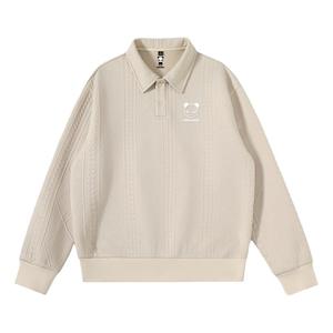 Hipanda你好熊猫高级提花工艺翻领polo衫2024秋季新款情侣套头衫