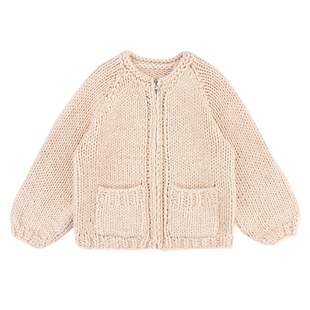 精分 一场绽放在白日里的粉色烟火 韩系羊毛手工粗针编织毛衣外套