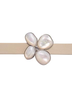 SUDROV素觉真皮白贝银手镯女