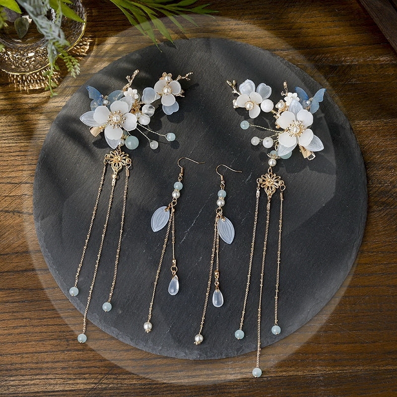 儿童汉服唐装古风头饰 流苏发饰中国风古簪步摇 女童超仙古装