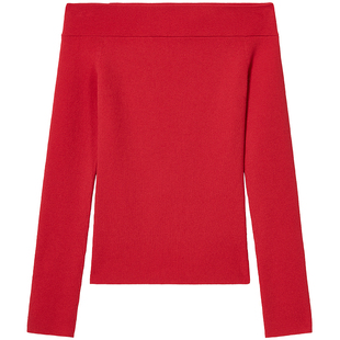 【免定金】Miss Sixty26春季新款针织衫一字领羊毛混纺短款上衣