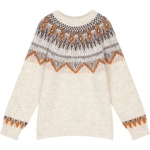 妖精的口袋费尔岛提花慵懒风毛衣女2025年冬季新款甜美新年穿搭