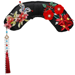 儿童古装宫廷格格旗头饰品组合清朝满族可爱女童造型假发头饰发髻