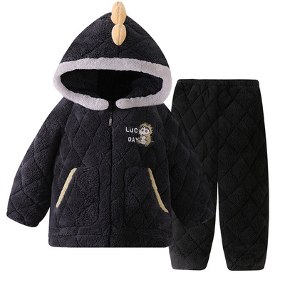 蜡笔小新男款冬季三层夹棉家居服