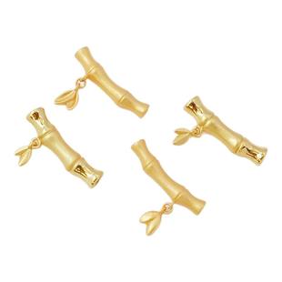 强保色18K包金沙金竹子竹叶弯管串珠diy手链项链哑金隔珠饰品配件