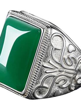 霸气男戒玛瑙戒指S925开口纯银