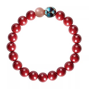 灵机麦玲玲净心蓝莲花朱砂手串男女情侣款佛珠朱砂手链饰品礼物