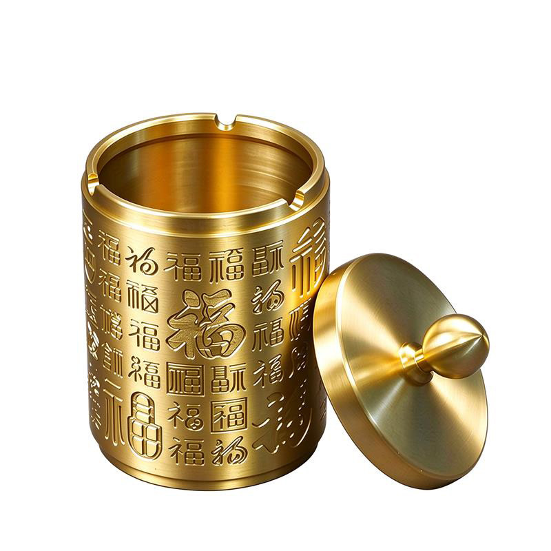 父亲节礼物全铜百福烟灰缸防飞灰
