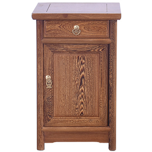 鸡翅木床头柜家用卧室红木小柜子储物柜全实木中式床边柜复古原木