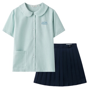 东京岁时记jk泰式学院风短袖衬衫女夏小个子薄荷绿水手服制服上衣