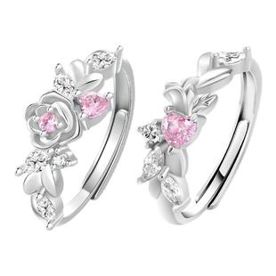 KOOKISS心动玫瑰 纯银闺蜜对戒新款小众设计生日礼物友谊二人戒指