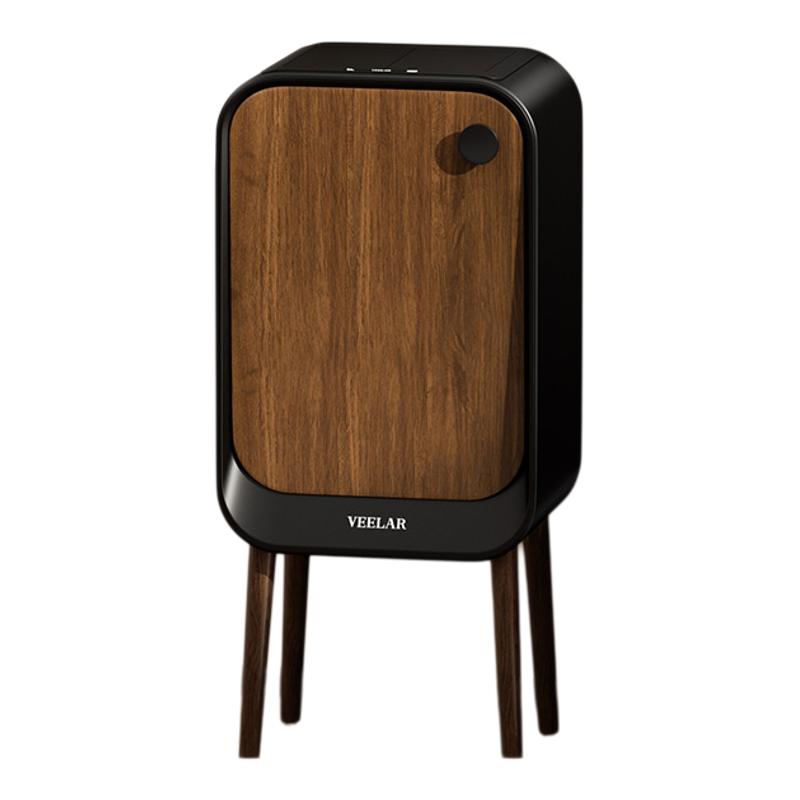 VEELAR智能感应垃圾桶家用客厅厨房高颜值大容量高脚复古胡桃木纹