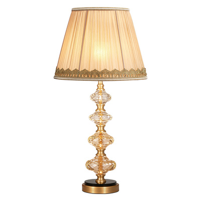 高端美式简约风水晶纯铜婚庆台灯