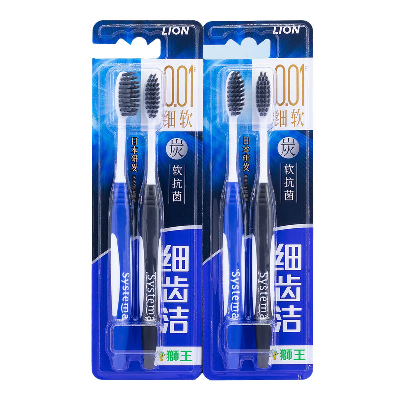 狮王细齿洁碳能量牙刷小头软毛呵护牙龈家庭装家用成人独立包装
