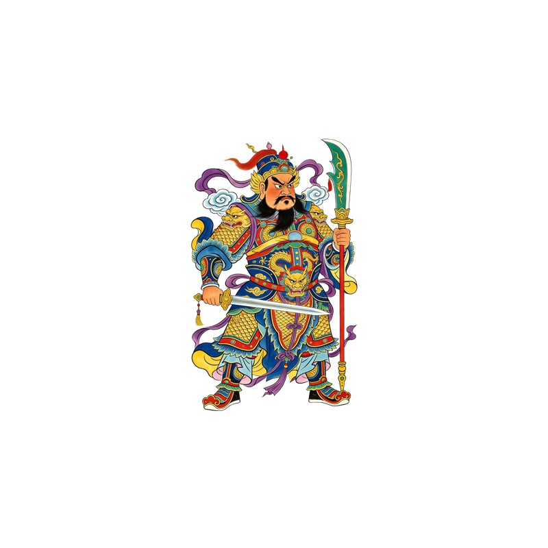 彩绘门神门贴防水防晒自粘房屋大门商铺春节招财氛围遮瑕可移除贴