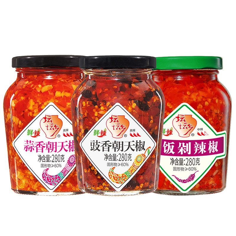 坛坛乡玻璃瓶湖南特产辣椒酱